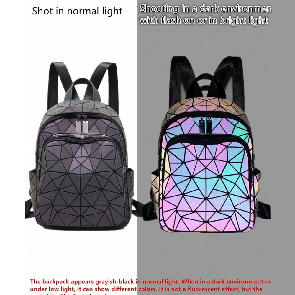 Damski holograficzny geometryc – School Backpack Teen recenzja i cena